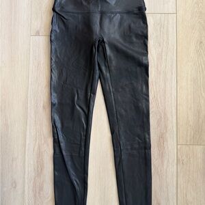 SPANX Black High-Waist Faux Leather Leggings